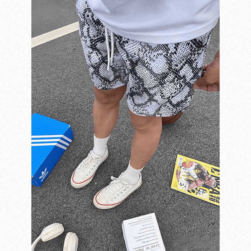 夏季新款美式短裤男款运动速干夏季设计感蛇纹三四分中裤健身训练,淘宝优惠券,粉丝福利购,淘宝优惠卷