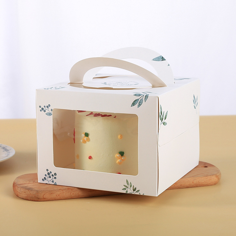 手提烘焙生日蛋糕盒子网红4寸四寸一次性西点芝士慕斯家用包装盒 - 图1