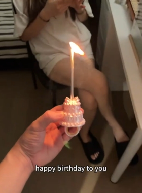 ins风创意3D打印生日蛋糕戒指