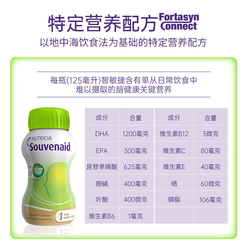 纽迪希亚智敏捷souvenaid营养品 纽迪希亚营养食品海外旗舰功能饮料饮品