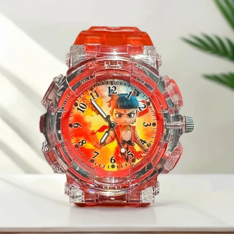 新款哪吒敖丙七彩闪光超人小学生手表儿童卡通让他装饰发光手表,淘宝优惠券,粉丝福利购,淘宝优惠卷
