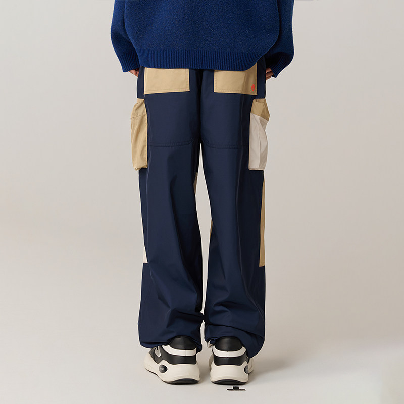 CANOTWAIT ROUND TWO联名拼色多口袋工装长裤宽松直筒休闲裤男女,淘宝优惠券,粉丝福利购,淘宝优惠卷