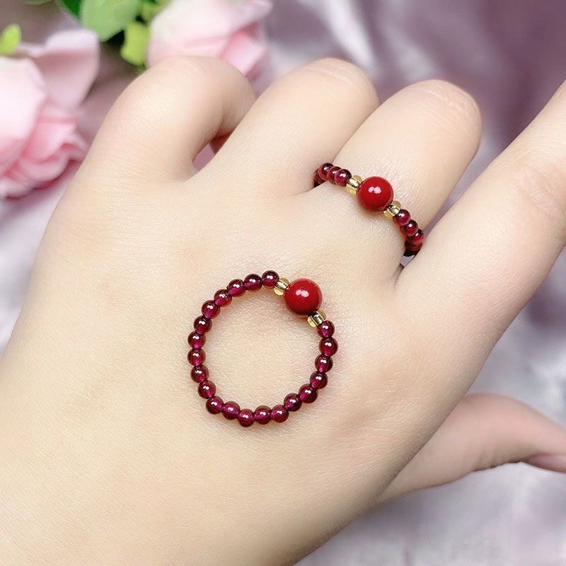 Cinnabar Purple Gold Sand Transfer Bead Ring