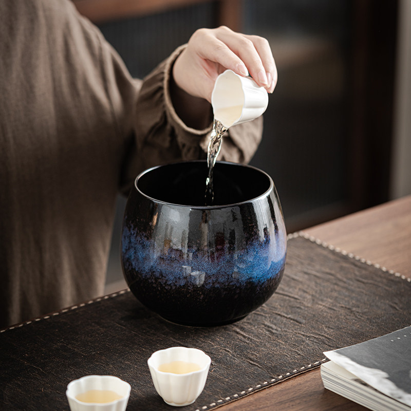 茶渣缸陶瓷家用桌面茶洗建水茶海废水缸水盂带过滤烟灰缸茶具配件,淘宝优惠券,粉丝福利购,淘宝优惠卷