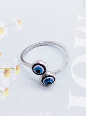 2023 New Turkey Blue Evil Eye Rings for Women Men Stainless
