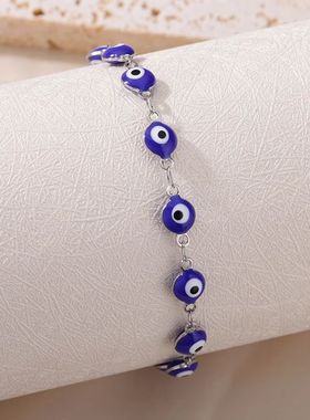 Stainless Steel Evil Eye Bracelet For Women Enamel Round