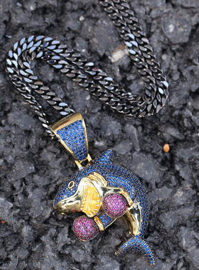 Hip Hop Necklace Man Iced Out Middle Finger Pendant Fashion