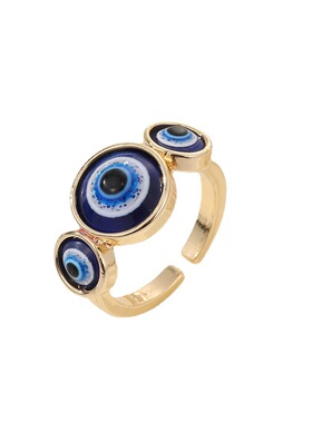 Bling Round Blue Evil Eye Finger Rings For Women Men Punk