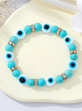 Color Turkish Evil Eye Bead Bracelet For Women Men Gift