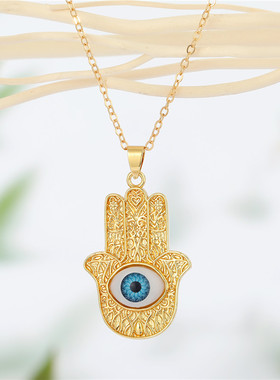 1Pcs Sun Hand Hamsa Evil Eye Pendant Necklaces For Women