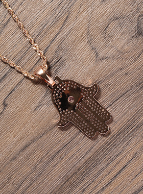 Greek Eye Fatima Hand Necklace Stainless Steel Turkish Eye