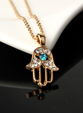1PC Turkish Crystal Evil Eye Hand Hamsa Pendant Necklace