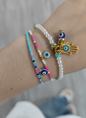 New Fashion Handmade Vintage Rhinestone Bracelet Palm Blue