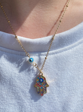 2024 Evil Eye Pendant Necklace For Women Stainless Steel