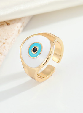 Irregular Round Evil Eye Finger Rings For Women Men Fashion