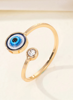 Zircon Round Evil Eye Finger Rings For Women Men Punk Bling