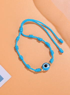 N4 Couple Lovers Lucky Evil Blue Eye Charm Bracelet Handmade