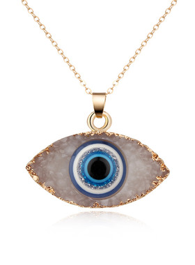 Dayoff European Simple Evil Eye Pendant Necklace Women