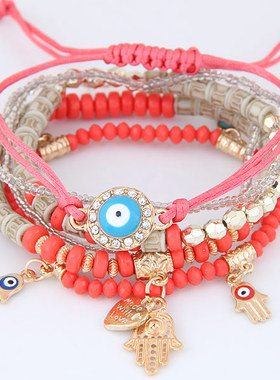 Fashion Boho Handmade Acylic Resin Beaded Eyes Bracelets