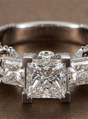 Vintage Princess cut Lab Diamond Ring 925 sterling silver