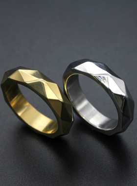 6mm Geometric Rhombus Jewelry Stainless Steel Rings Gold