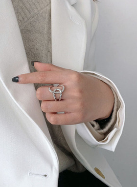 2023 New Silver Color  Simple Geometric Cross Knotted Rings