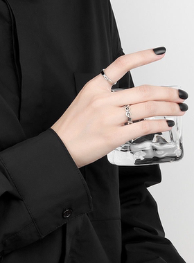 Punk Vintage Silver Color Drop Oil Open Rings For Women
