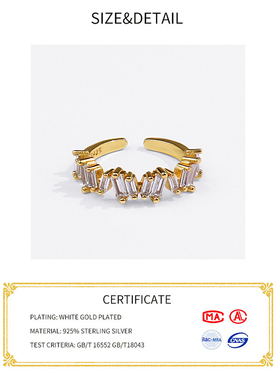 925 Sterling Silver Rings for Women Zircon V Gold Color