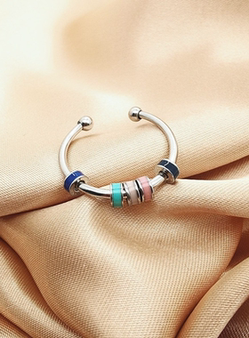 Stainless Steel Drip Oil Rotate Bead Anxiety Rings For