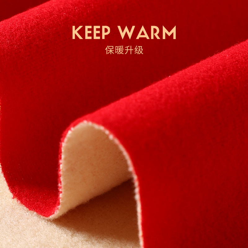猫人本命年保暖加绒德大红色秋衣 猫人万暖保暖上装