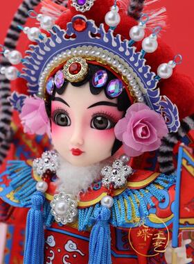 穆桂英绢人京剧人物摆件戏曲娃娃北京纪念品中国风特色礼物送老外