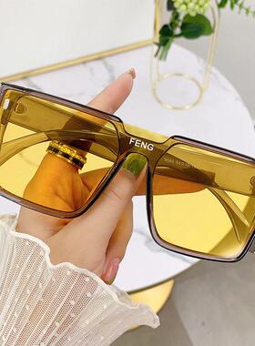 墨镜女款202新款防紫外线潮流朋克街拍太阳镜黄色高级男款遮阳镜