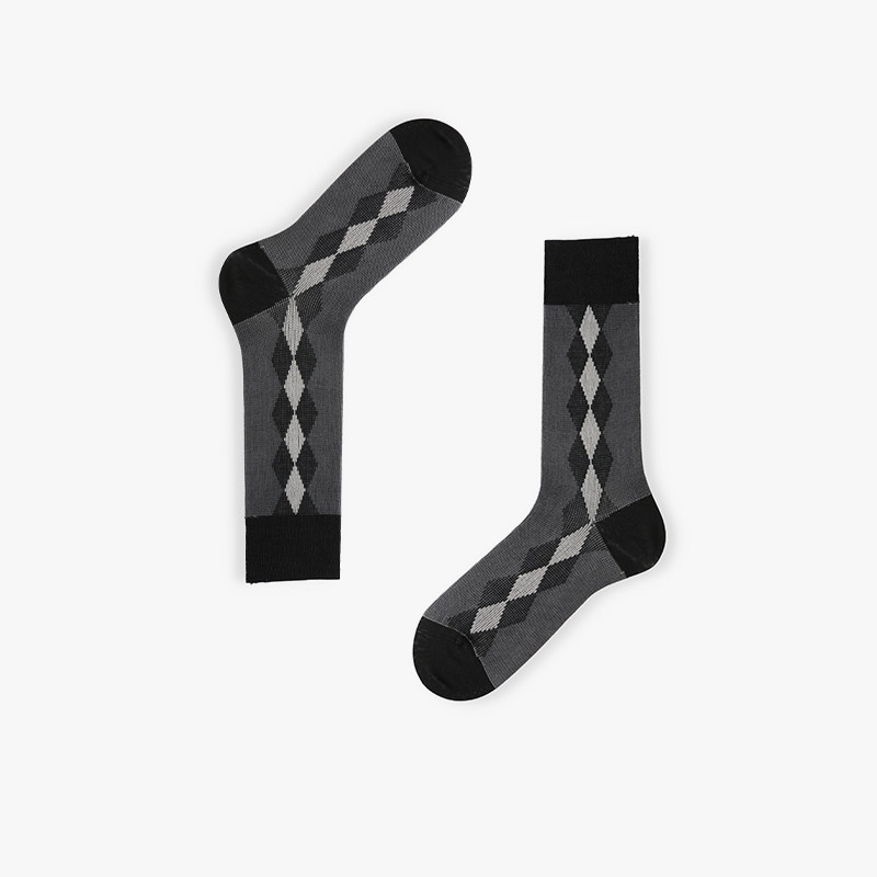 tabio男同色系商务菱形无骨中筒袜 Tabio短袜/打底袜/丝袜/美腿袜