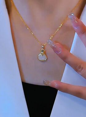 福气满满福袋项链女钛钢百搭款轻奢高级感锁骨链饰品时尚吊坠配饰