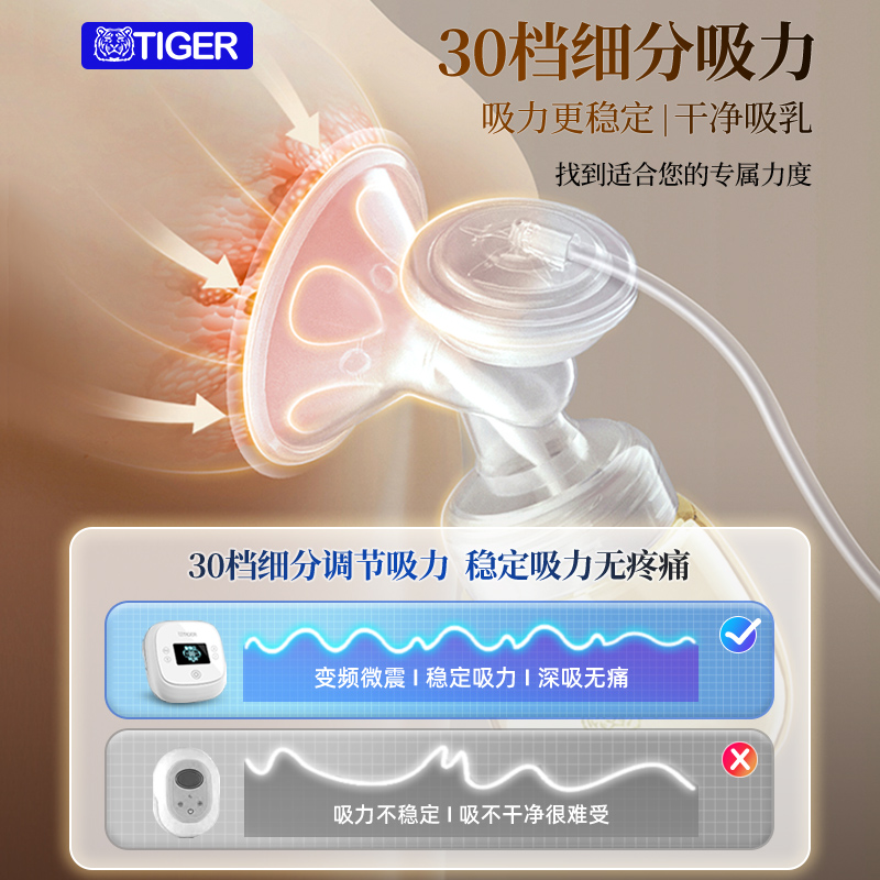 日本Tiger虎牌双边电动吸奶器无痛按摩母乳产后全自动集挤奶器