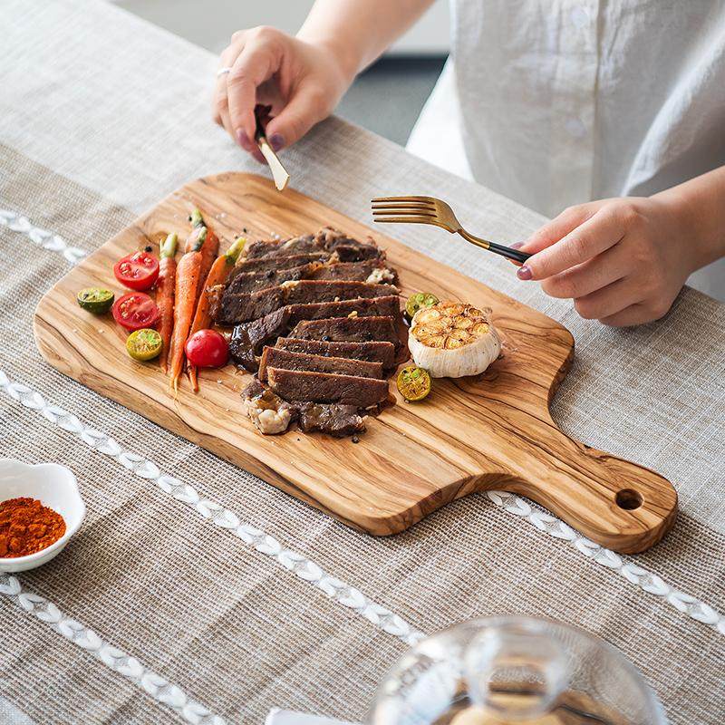 Bill.F橄榄木日式西餐具高档牛排餐盘水果板拍照上菜板拼盘切面包,淘宝优惠券,粉丝福利购,淘宝优惠卷