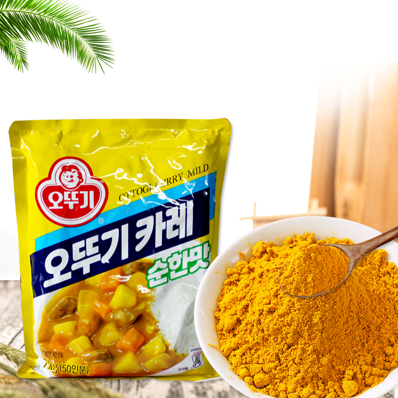 韩国进口 不倒翁原味咖喱粉酱韩式黄咖喱饭酱料1kg*10袋 整箱商用 - 图2