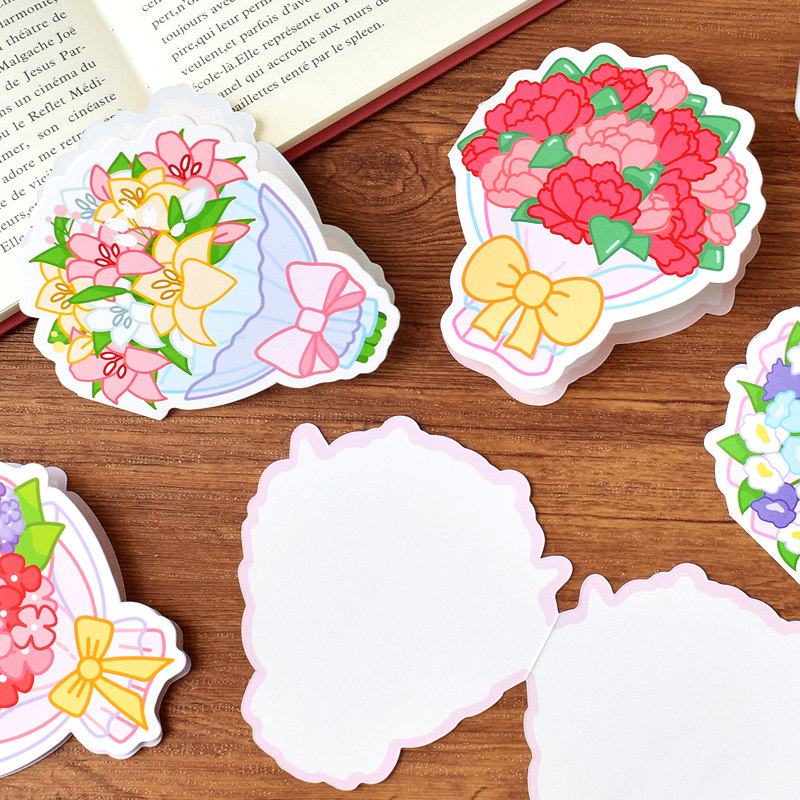 Valentine's Day flower bouquet shape message blessing card
