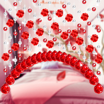 Door Curtain Crystal Bead Curtain Free of perforated Rose Decorative Aisle LIVING ROOM BEDROOM TOILET CURTAIN WEDDING CELEBRATION NET RED HANGING CURTAIN