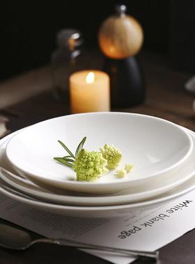 酒店餐厅纯色陶瓷中式小脚斗笠盘碗冷菜摆盘凉菜圆形汤盘创意餐具