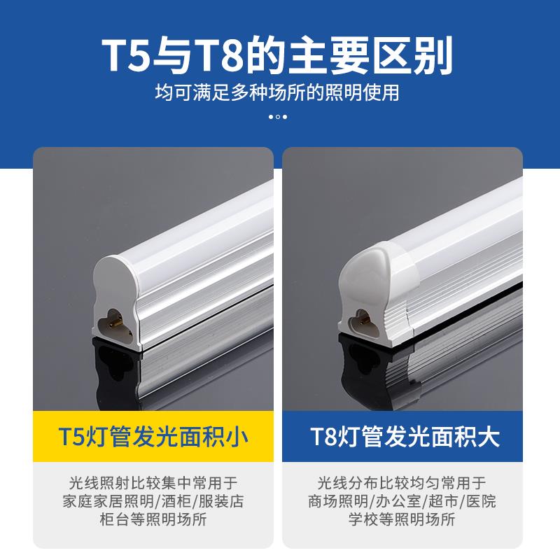 led灯管t5一体化家用超亮日光灯全套1.2米长条t8支架全套暖光灯棍 - 图1