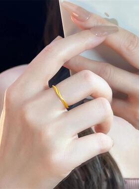 日本MUMI古法传承莫比乌斯环戒指女18k包金小众设计时尚彷真金素