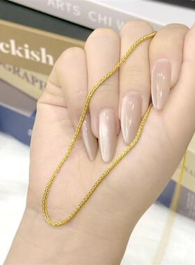 日本MUMI古法传承18k金色爆款精致素链肖邦链M扣项链极简个性感万