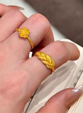 日本MUMI新款古法金手工轻奢优雅时尚覆古百搭气质食指戒指环