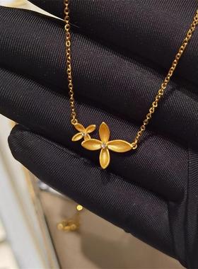 日本MUMI古法宫廷风24k金艳丽桂花项炼女士轻奢贵气仙女锁骨炼设