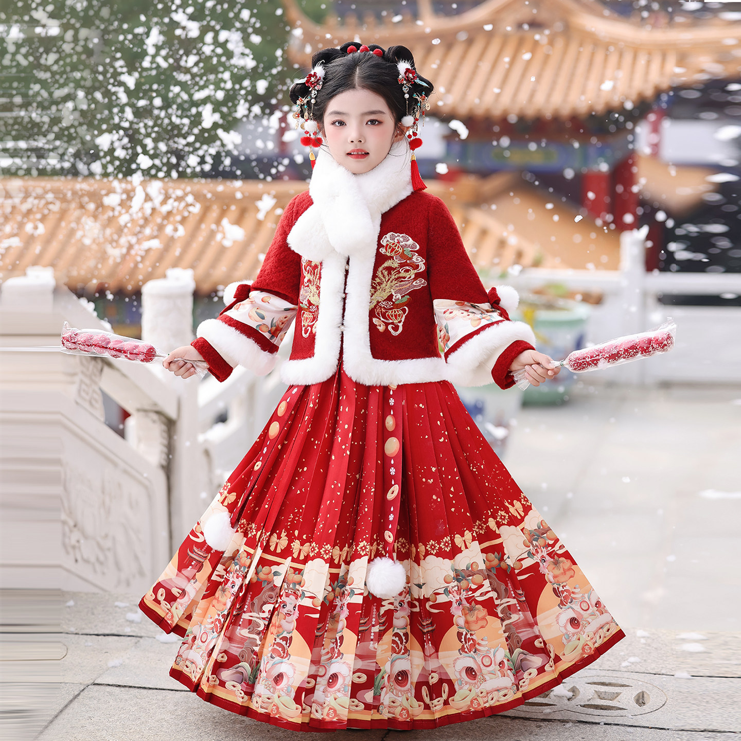 拜年服女童新年喜加厚秋冬儿童汉服过年衣服冬季绒马面裙2026新款,淘宝优惠券,粉丝福利购,淘宝优惠卷
