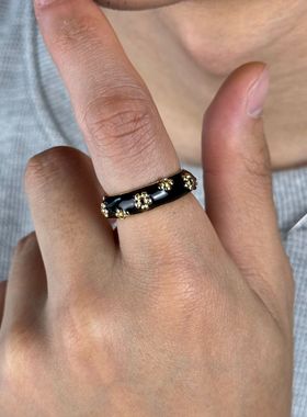 ONEPART梅花滴油重工开口戒轻奢气质法式男女铜合金戒指