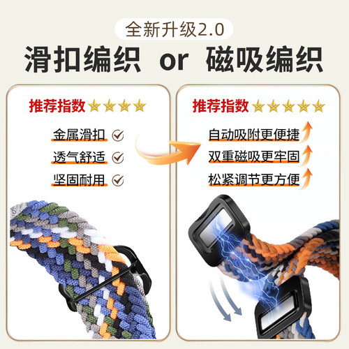适用华为手环7/8/9/10表带编织回环弹力表链智能运动7nfc腕带华为9表带尼龙魔术贴band11/pro代男女透气配件 - 图1