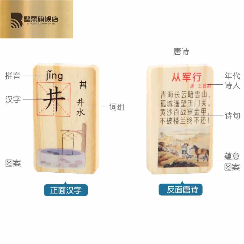 唐诗多米诺骨牌儿童实物认图1积木 璧柔多米诺骨牌