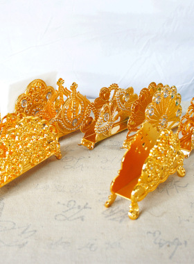 金属电镀金色餐巾座纸巾卡座镶钻精品花纹餐巾卡座座家居酒店